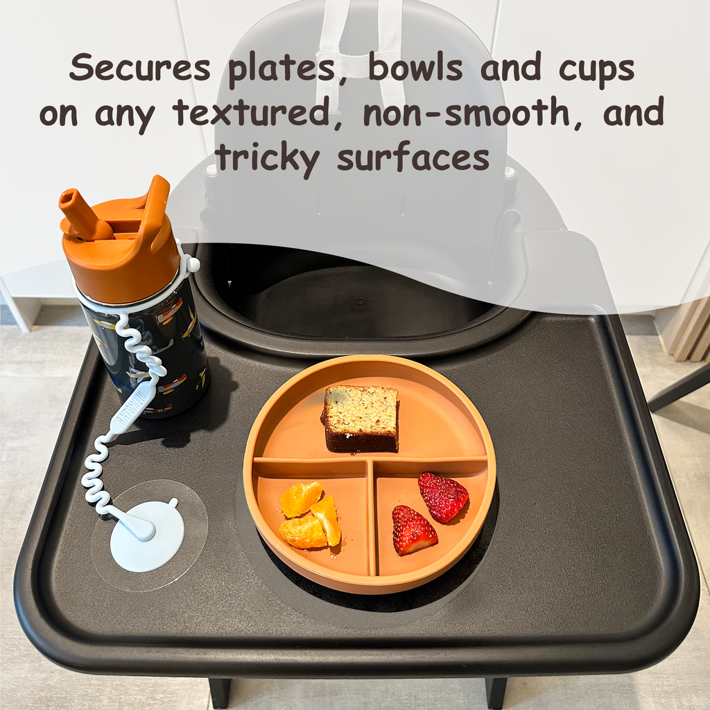 Transparent Stickers to Secure Suction Plates, Bowls & Toys – 6 Pack – Compatible with Stokke Tripp Trapp Tray, Stokke Clikk, Bugaboo Giraffe, Lalo and Others
